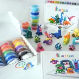 Zestaw kolorowej masy plastycznej Hey Clay z dinozaurami i potworkami. Idealny do kreatywnej zabawy.