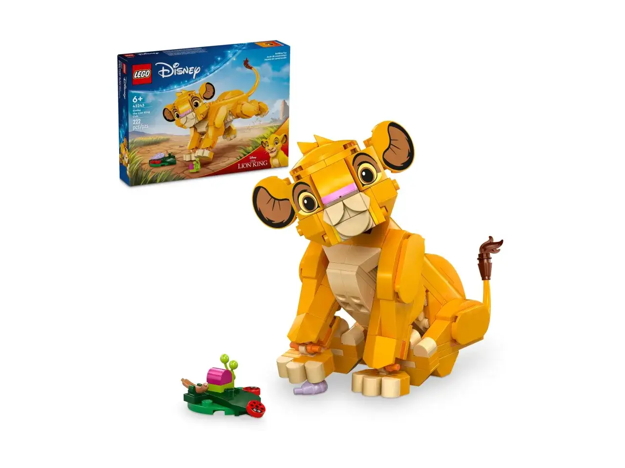 Zestaw LEGO Król Lew z małym Simbą i jego przyjaciółmi.